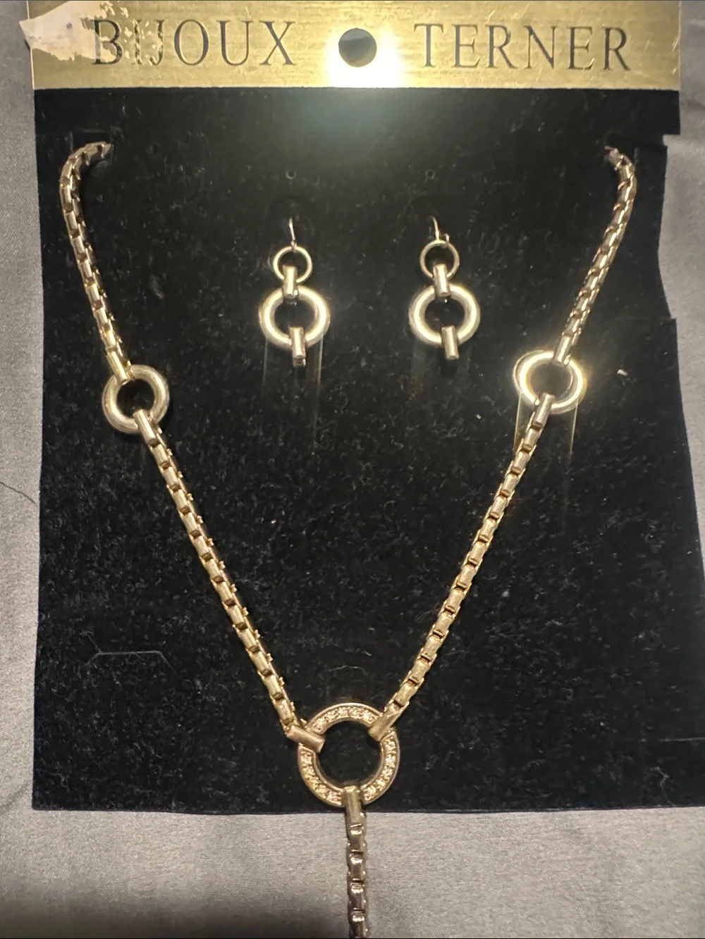 Bijoux Terner Gold-Tone Lariat Necklace with Matching Drop Earrings